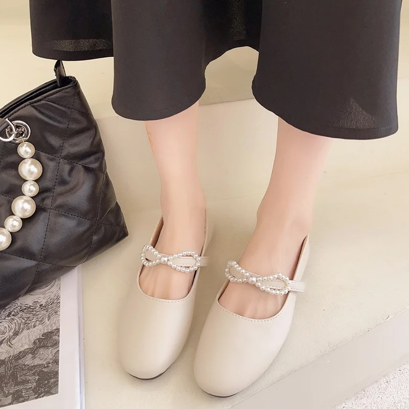 

Shoes Woman Comfortable And Elegant Round Toe Female Footwear Pearl Decorateion All-Match Modis Casual Sneaker Shallow Mouth Dre