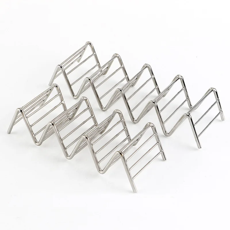 

4 Size Wave Shape Stainless Steel Taco Holders Mexican Food Rack 1-4 Hard Shells Hot Dog Holder Stand Taco Rack Display