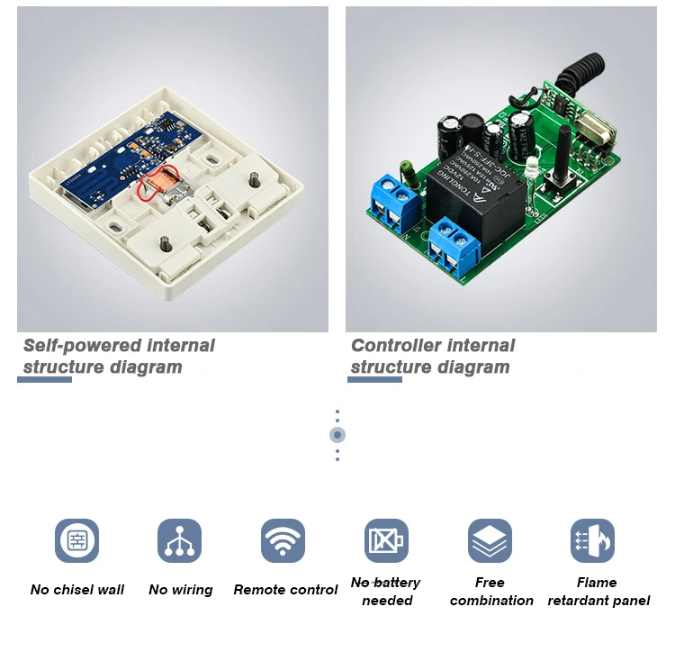 Настенный выключатель с автономным питанием Беспроводной Выключатель без