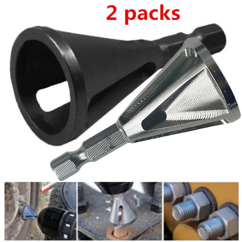 

28*55mm Deburring External Chamfer Tool Bit Hexagonal Shank 2pcs Set Burr Repair