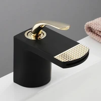 white faucet light luxury gold bathroom faucet waterfall basin bath mixer household hot and cold bathroom single lever taps