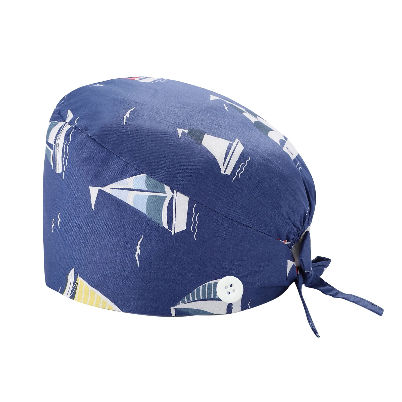 

Fashion Print flower And Animal Pattern Working Cap Sweatband Bouffant Turban Hat Buttons Tie Back Adjustable gorro enfermera