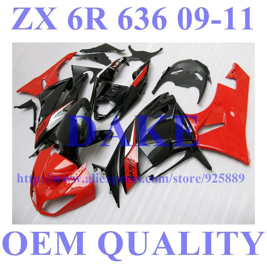 

Injection Motorcycle Fairings For Kawasaki Ninja ZX 6R 2009 2010 2011 ZX6R 09 10 11 ZX-6R Fairings Free Custom Red Black