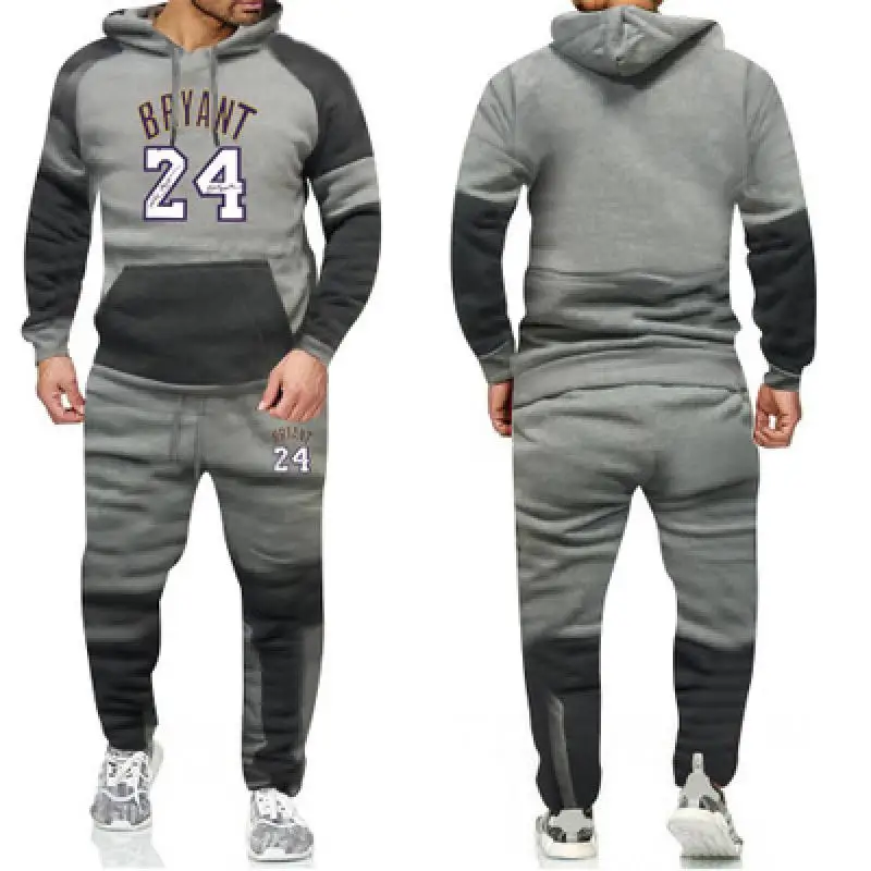 

Sports Tracksuit Men's Jackets Hooded Joggers+ Loose Pants Sweatpants Gym Sports Clothes Mens Sportswear Running Sets