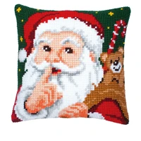 latch hook cushion yarn for cushion cover santa claus pillow case sofa cushion printed canvas pillow home decorative