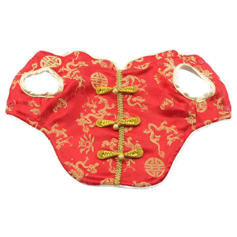 Домашняя собака китайский новый год Дракон узор Красная Зимняя одежда для