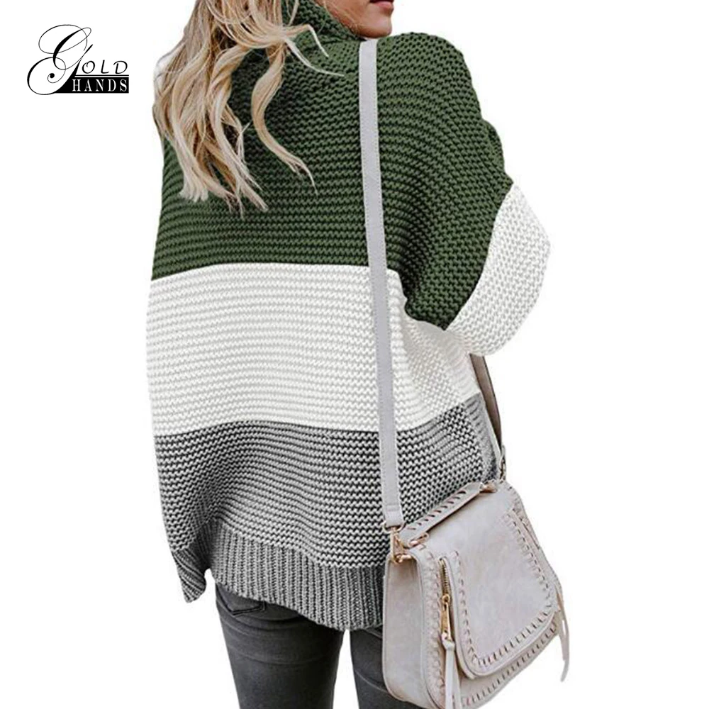 Gold Hands loose brand sweater female Knitted fashion casual pullover street style long sleeve turtleneck Autumn winter | Женская одежда