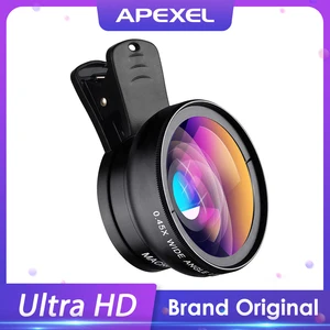 apexel phone lens kit 0 45x super wide angle 12 5x macro micro lens hd camera lentes for iphone 6s 7 xiaomi more cellphones free global shipping