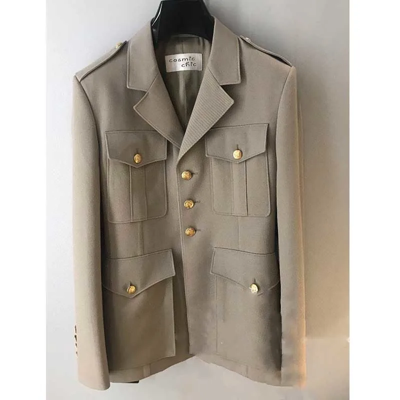 

Spring Women 2021 Early Trench Coat Short Jacket Single-breasted Four-pocket Slim Waist Belt Jacket