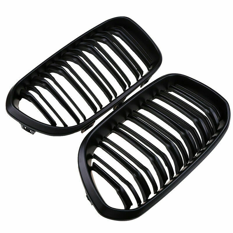 

Front Bumper Kidney Double Line Grille Sport Grille Grill Replacement for BMW F20 F21 1 Series 2015-2017 Matte Black