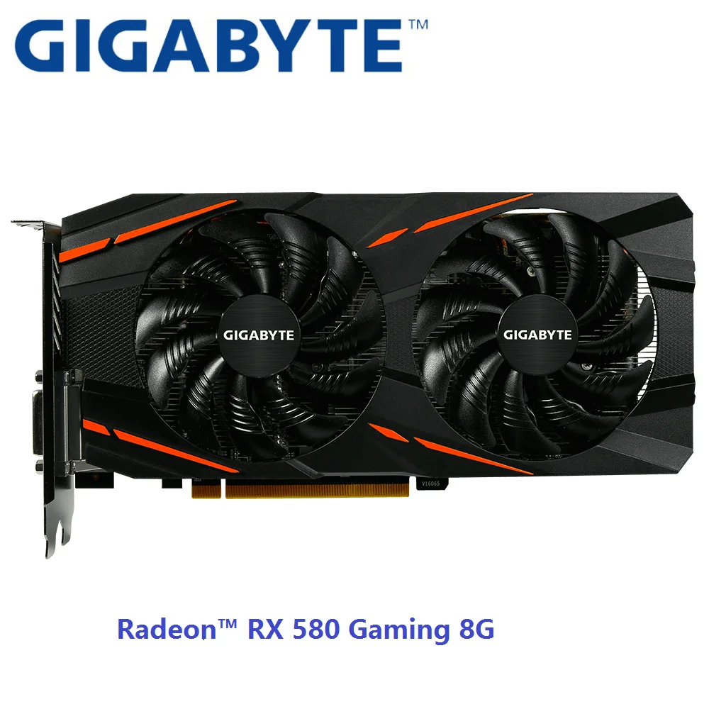 Используется GIGABYTE RX 580 8GB игровая видеокарта Radeon RX580 8G видеокарты для AMD display port HDMI