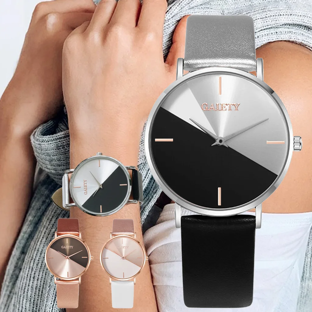 

Fashion Watch for Women Simple Style Rose Gold Silver Round Dial Leather Watchband Lady Wristwatch Casual zegarek damski 2021