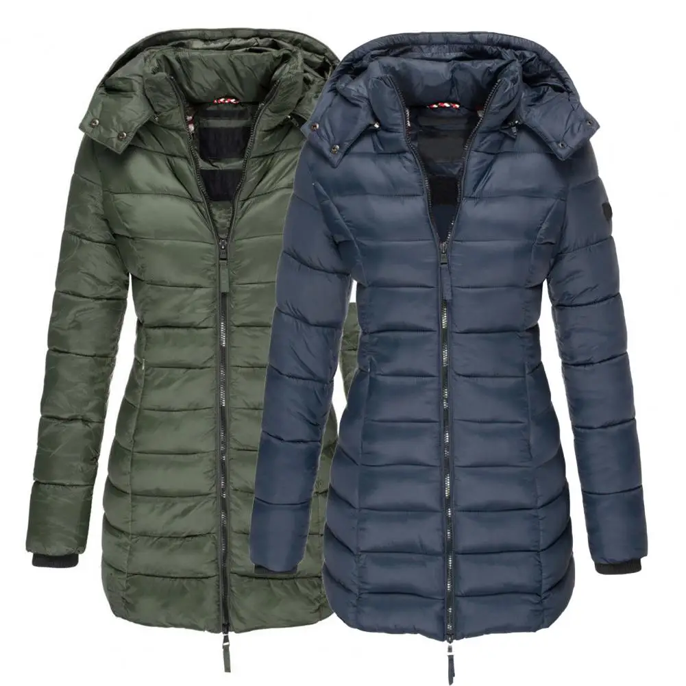 2021 Stylish Female Jacket Korean Style Slim Warm Pockets Hoodie  Winter Jacket Outwear