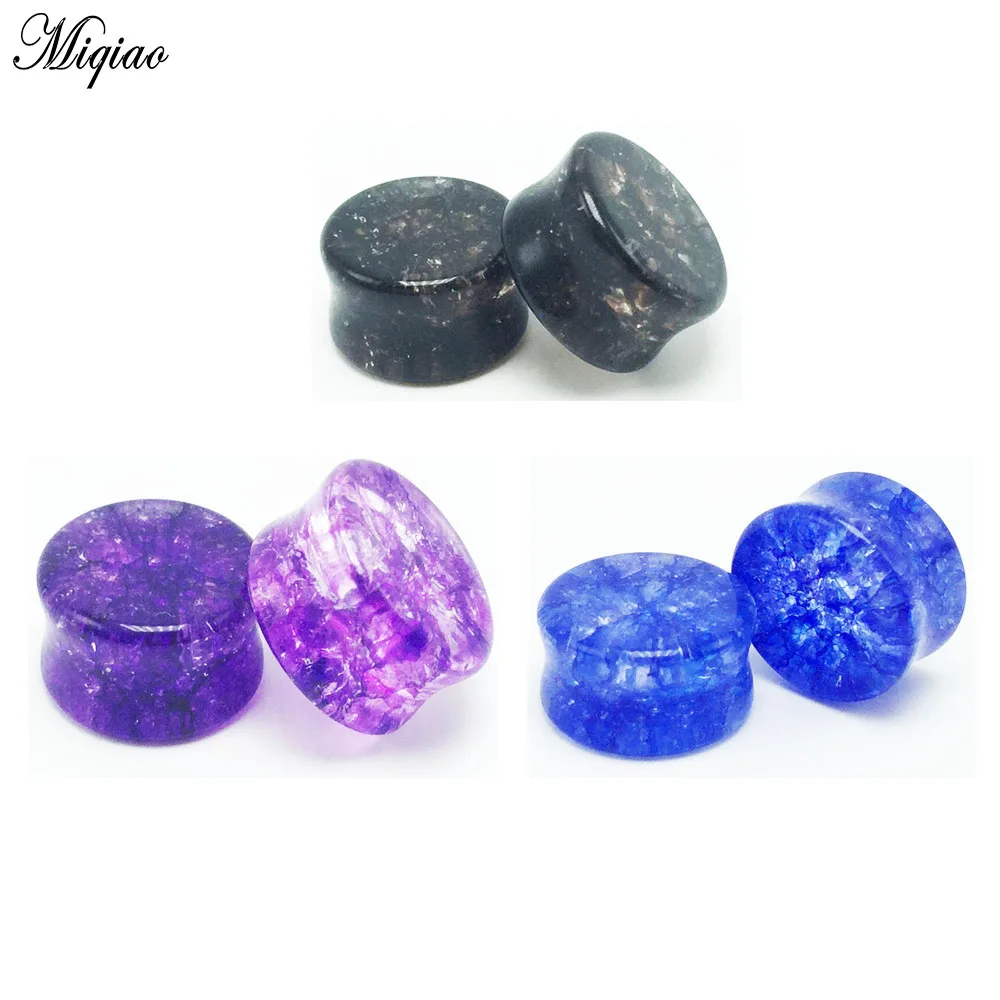 

Miqiao Glass Ear Saddle Plugs Double Flared Tunnel Gauges Crack Ear Expander 8-16mm Men Women Piercing Body Jewelry