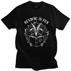 Забавная футболка Baphomet с изображением сатаны, демона, Geeks, чтения Is Fun, мужские футболки, поп-культура, пародия, цифровой принт, 100% хлопок, футболка в подарок