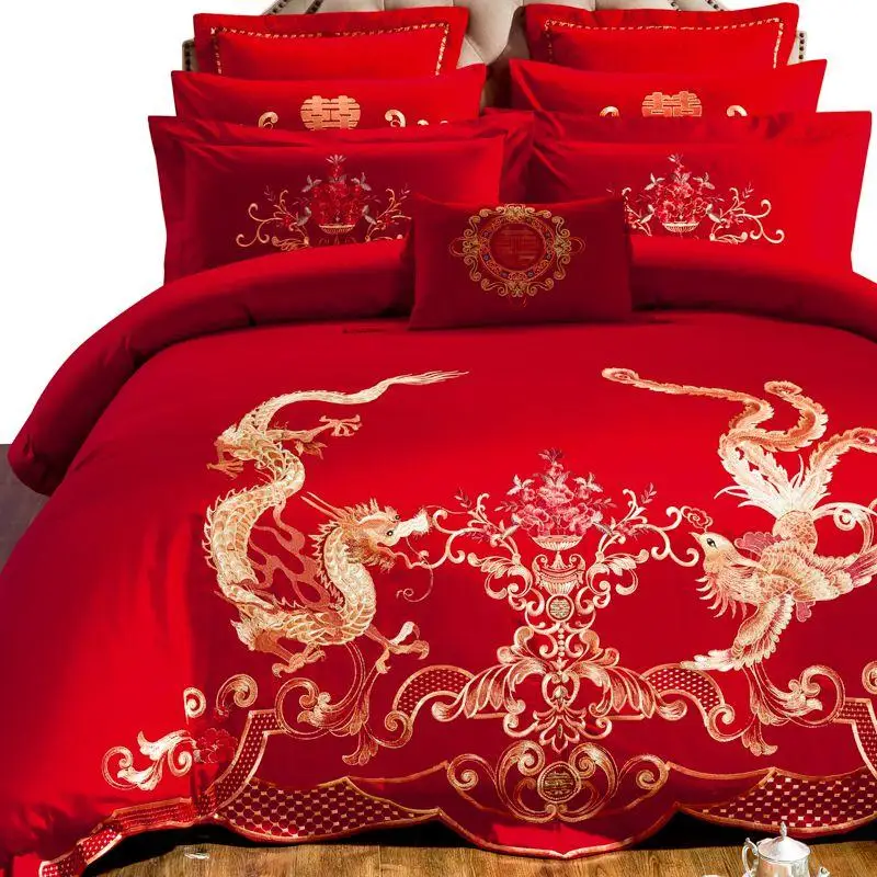 Новинка 2019 китайский классический набор постельного белья с рисунком дракона и