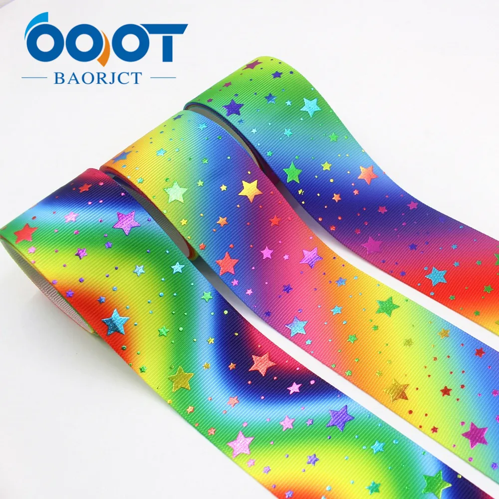 OOOT BAORJCT I-19911-2131, 38 мм, 10 ярдов Красочные Звезды горячего тиснения корсажные ленты, лук крышка DIY аксессуары украшения