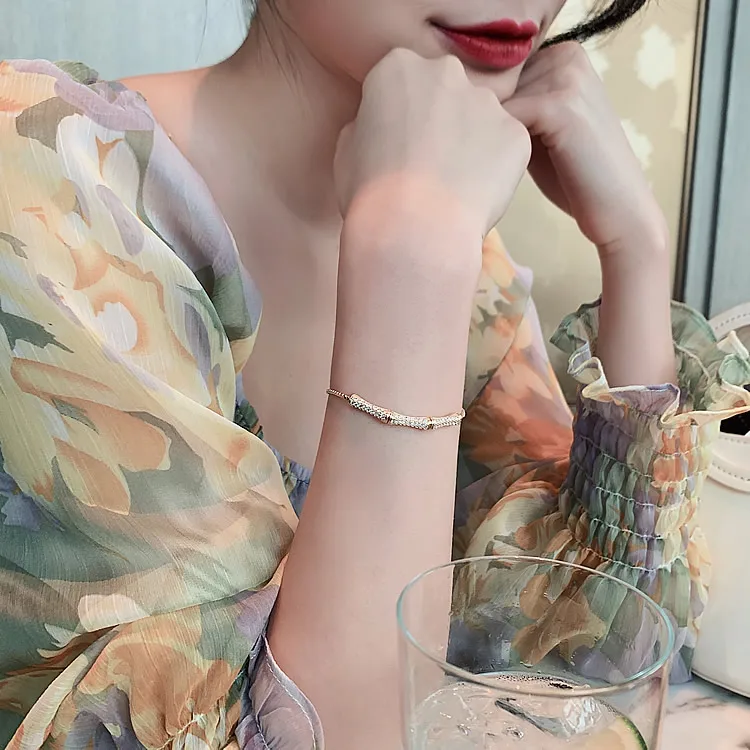 Женский Регулируемый браслет корейский стиль бижутерия с инкрустацией из меди и