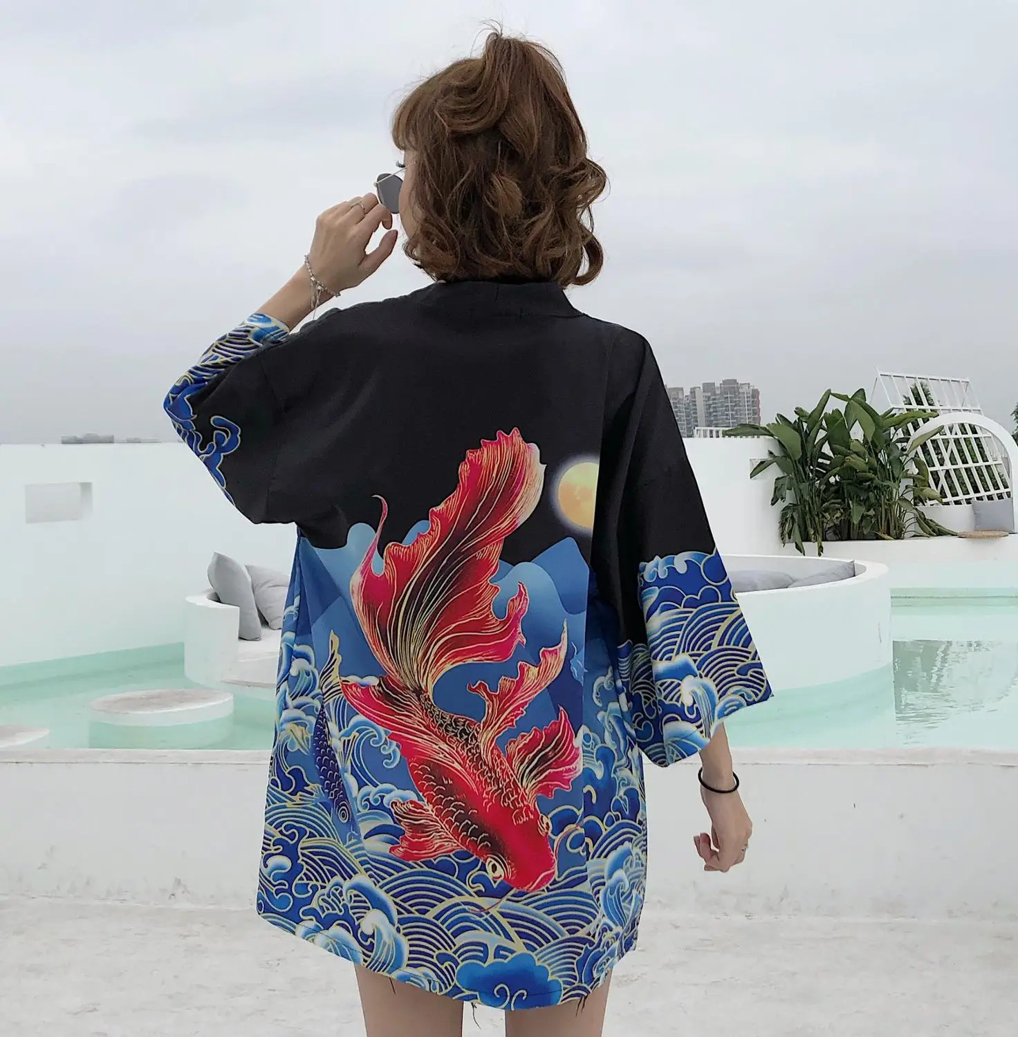 Кимоно самурая в японском стиле Уличная одежда Летний женский кардиган