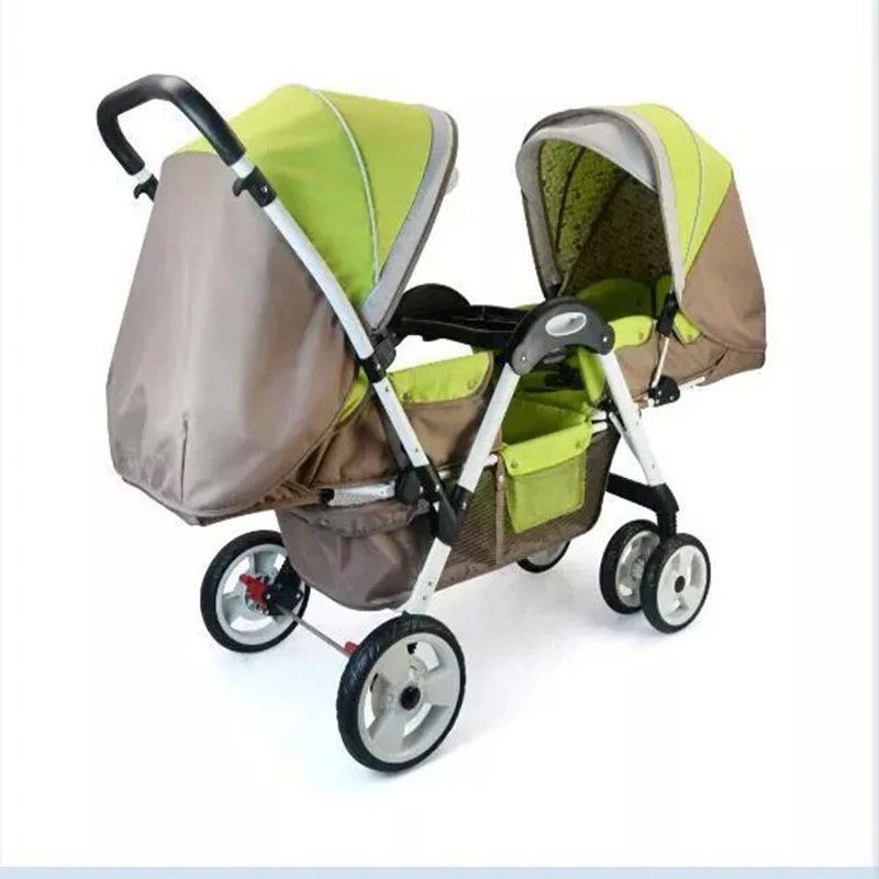 

Twin baby strollers for boy and girl can sit reclining double face to face with shock folding trolley