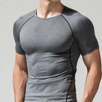 mens quick dry fitness tees outdoor sport running climbing short sleeves solid color shirt tights bodybuilding tops men under sk