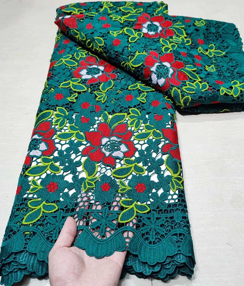 

High Quality Water Soluble Swiss voile Lace Fabric Cotton With Embroidery 5Yards African Cord Lace Fiber Guipure Tissu Material