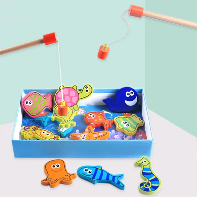 Детские развивающие игрушки деревянный Игровой набор для рыбалки интересные