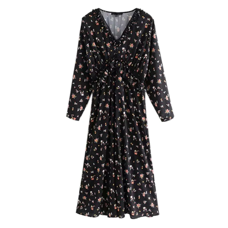 Женский цветочный ретро рисунок глубокий v образный вырез ажурное кружево