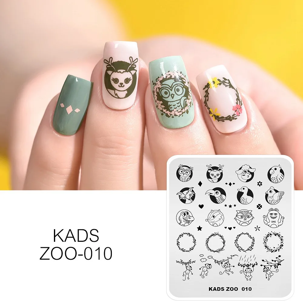 ZOO 010 KADS Стемпинг Пластины для стемпинга Новое поступление Горячая распродажа Геометрические и цветы и ювелирных 40 выборов Штамп для стемпинга Трафареты для ногтей для маникюра Штамповка Стэмпинг Печать для ногтей - Цвет: ZOO 010