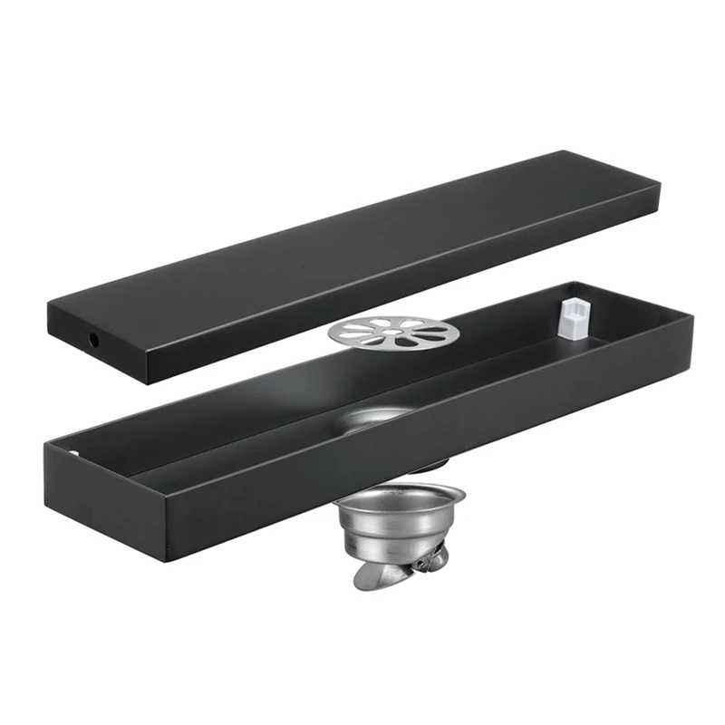 

Black Rectangular Floor Drain Stainless Steel Anti-Odor Floor Drain Bathroom Kitchen Shower Drain Sink Drain Floor Drain