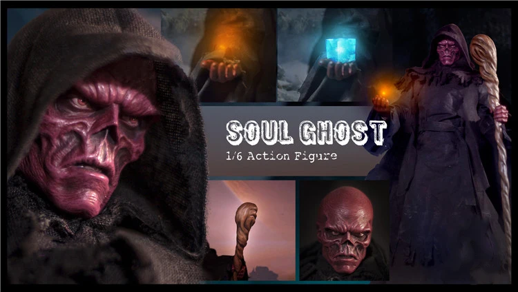 Экшн-фигурка в масштабе 1/6 кукла душа призрак с ужасом голова Красного Черепа 12