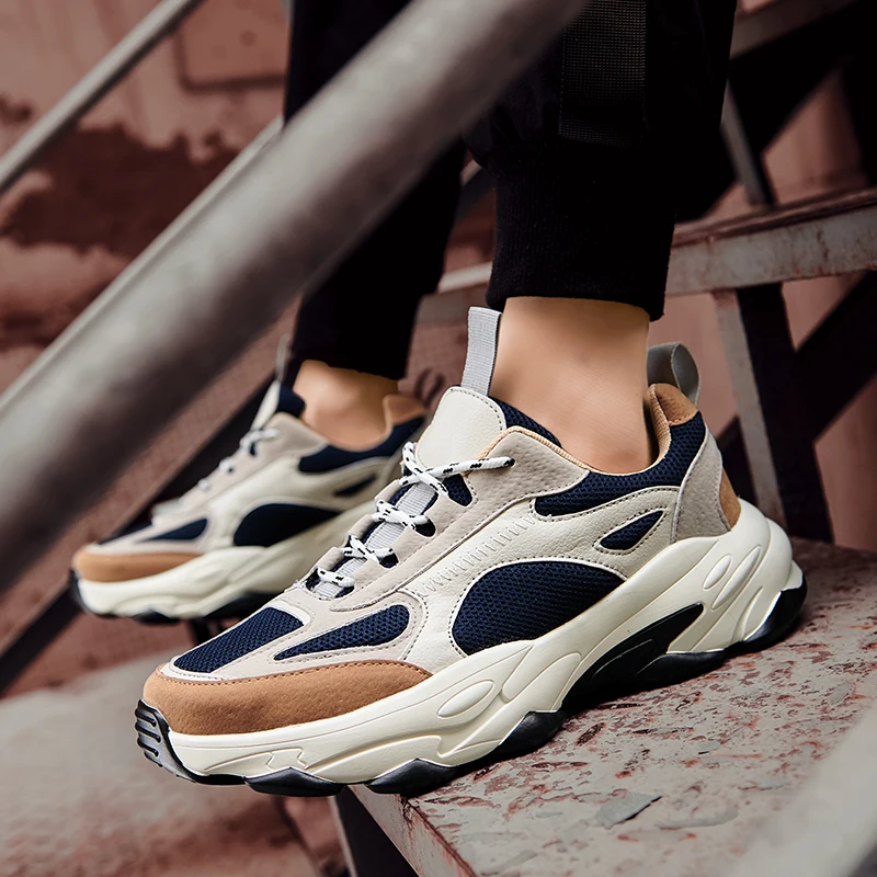 Кроссовки мужские сетчатые на шнуровке дышащие Нескользящие повседневная обувь