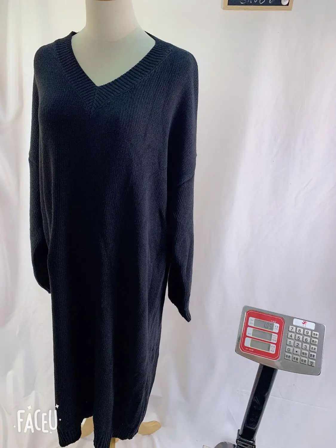 

New Vintage v neck black Sweater Women Dress Winter Long Sweater Knitted Dresses loose Maxi Oversize Dresses Long Robe Vestidos