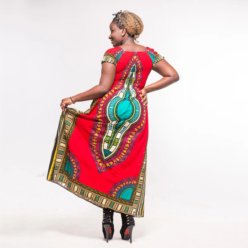 Дашики индийское народное облегающее и расклешенное платье в этническом стиле с