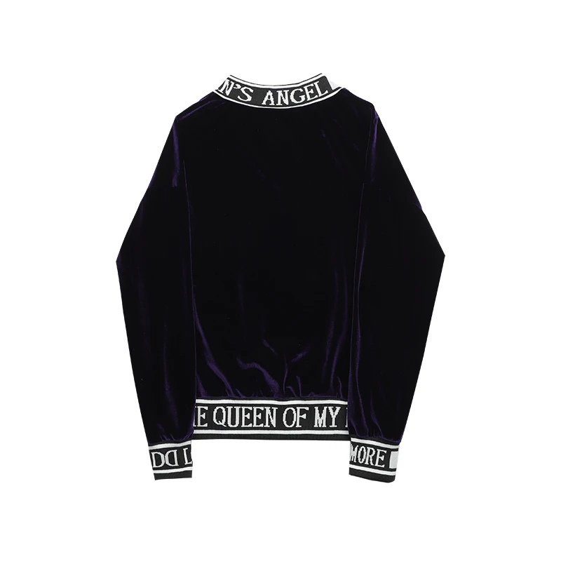 

XUXI 2020 High Quality New Women Summer T-shirt Gold Velvet Angel Printing Tops Femme Long Sleeve Streetwear T Shirt FZ0375