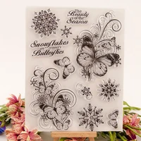 butterfly snow silicone stamp transparent clear rubber stamp scrapbooking photo album paper card diy craft