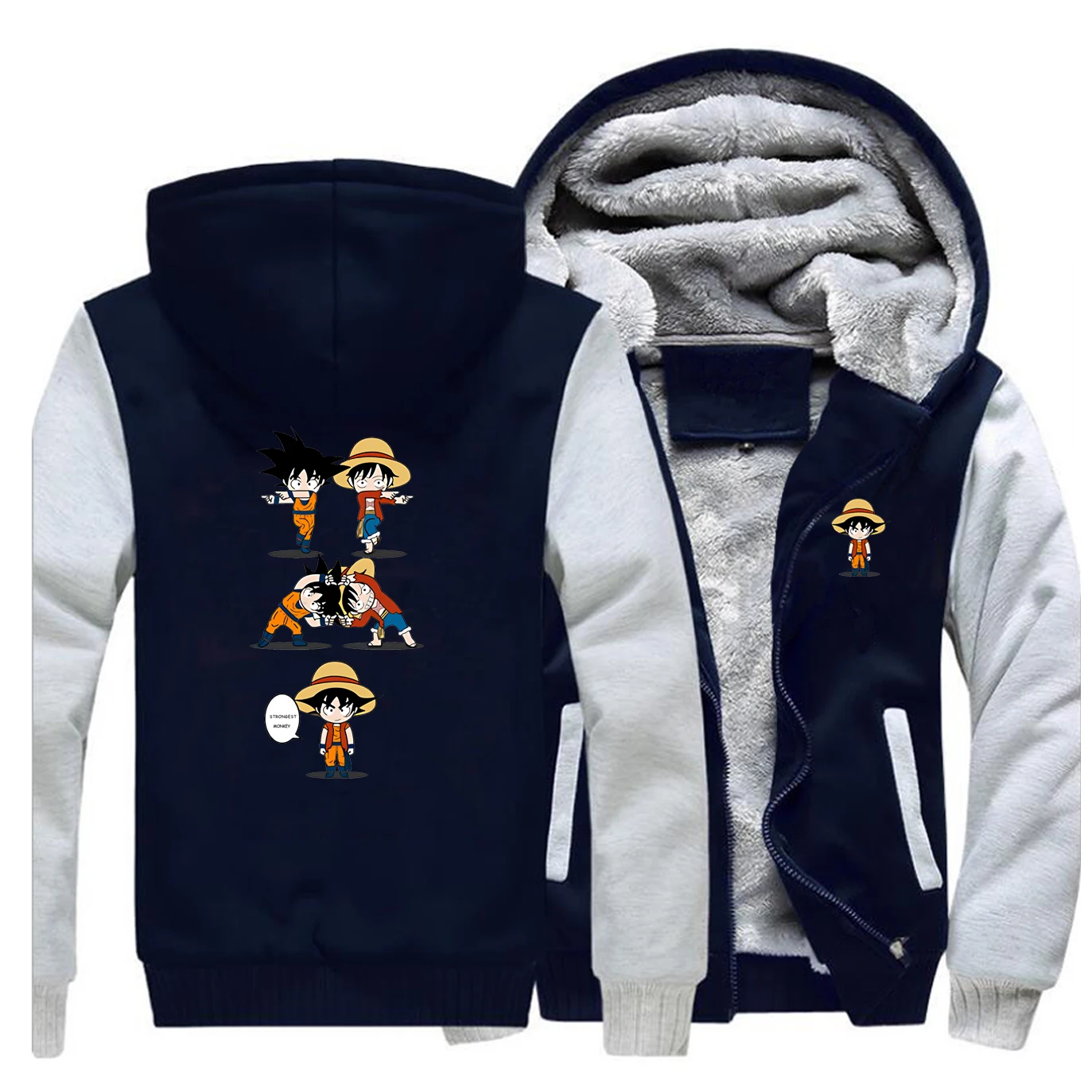 One Piece Luffy Winter Jacket Men Fleece Thick Dragon Ball Warm Mens Jackets And Coats Hoodie Sweatshirt Coat Sportswear | Мужская