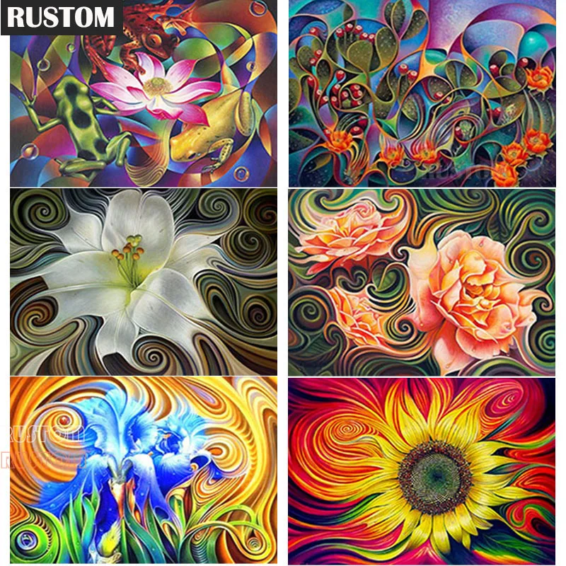 

5D DIY Diamond Painting Scenery Cross Stitch Abstract Flower Diamond Embroidery Full Square Round Drill Home Decor Manual Gift R