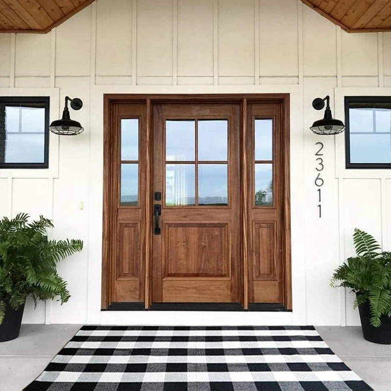Buffalo Plaid Check Rug -Cotton Hand-Woven Indoor/Outdoor Area Rugs for Layered Door Mats Washable Carpet | Дом и сад