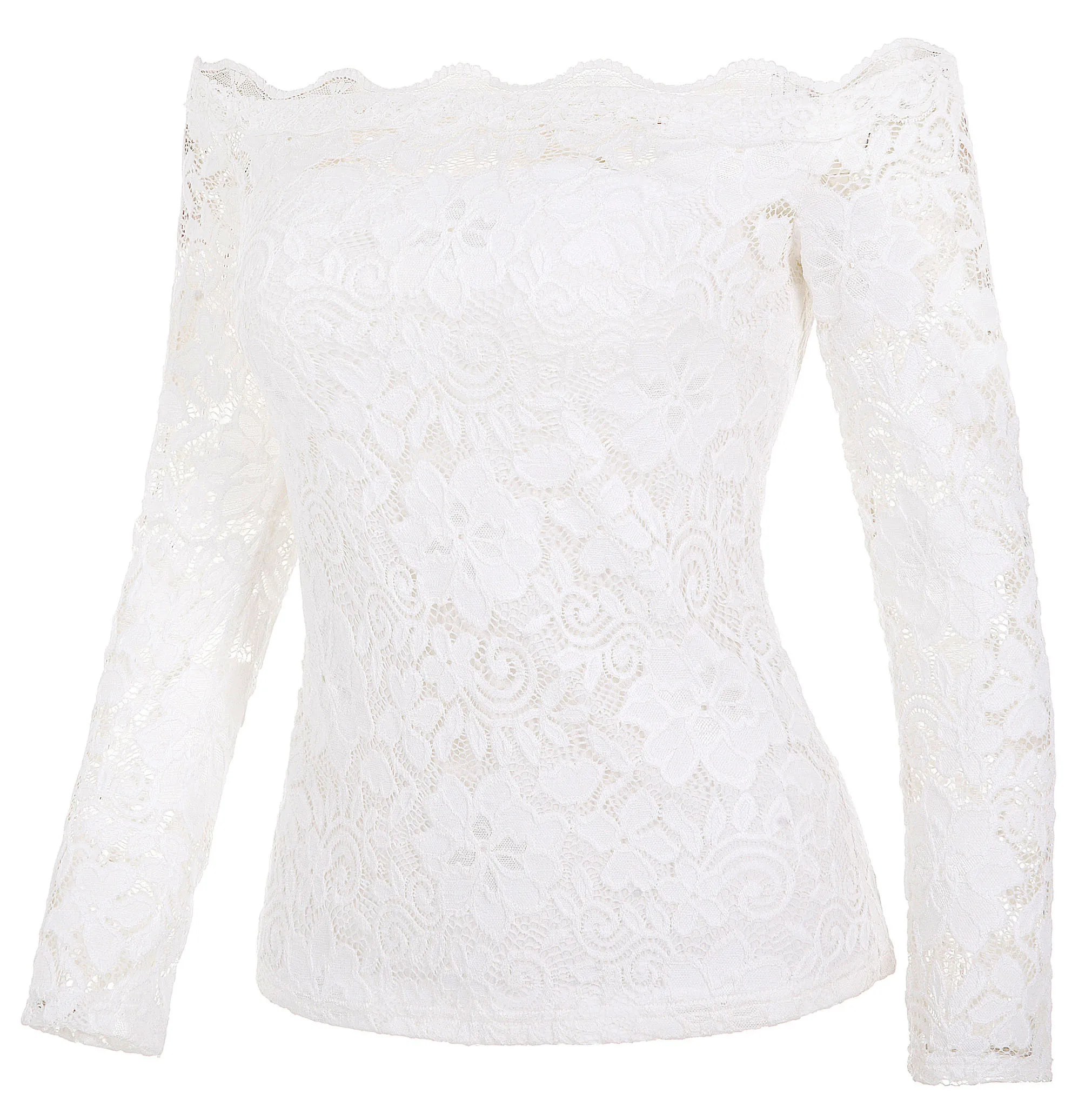 Пикантные Женские топы с длинным рукавом цветочным кружевом и открытыми плечами