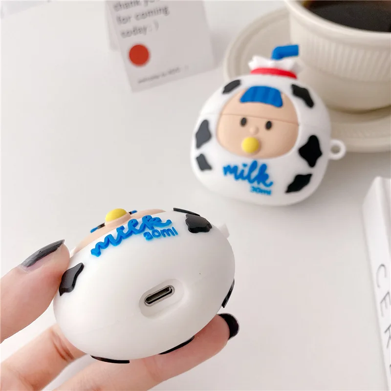 3D чехол для Airpods 1 2 Pro Box милая мягкая силиконовая беспроводная Bluetooth-гарнитура