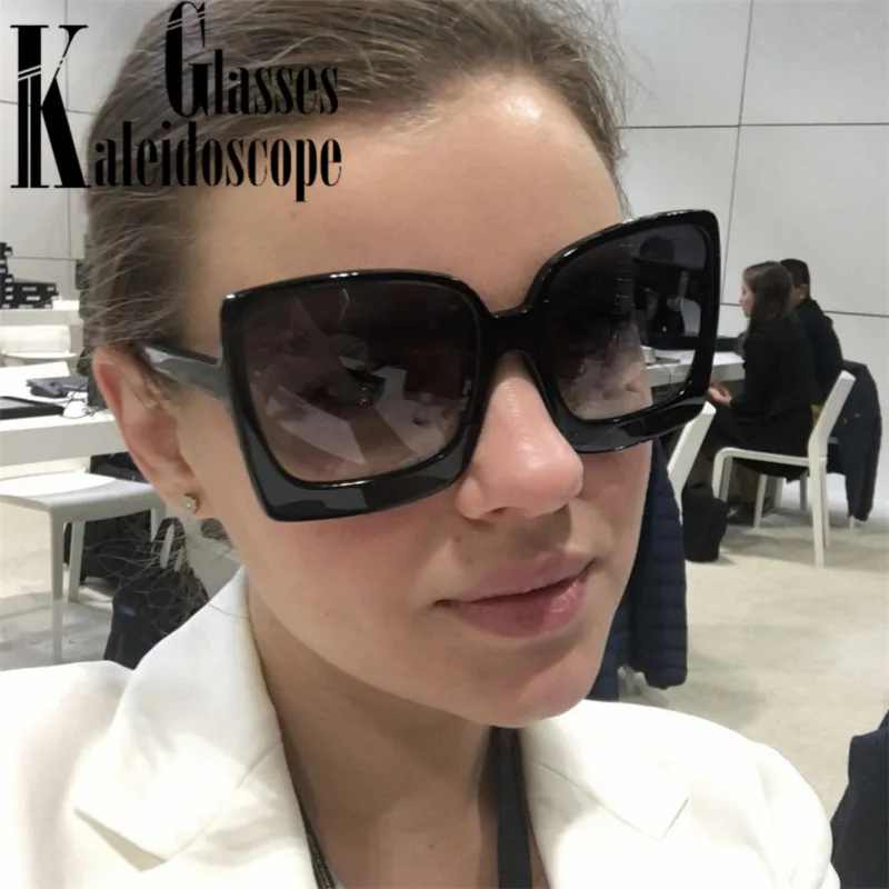 Большие Квадратные Солнцезащитные очки женские роскошные брендовые черные