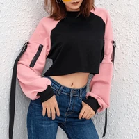 xuxi 2020 womens drawing letters behind houdy short sleeve long black sweatshirt pink jersey fz0639