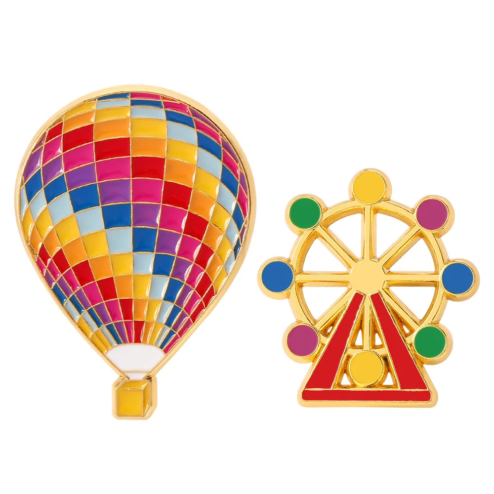 

ZXMJ Hot Air Balloon Brooch Cartoon Colourful ferris wheel Enamel Badges Pin Metal Jewelry Gift Clothing accessories