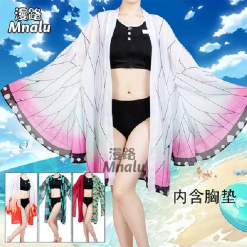 

Kochou Shinobu Bikini Swimsuit Swimwear Summer Suit Bikini Summer Bathing Suit Pool Party Suit Women Girls Cosplay Costume