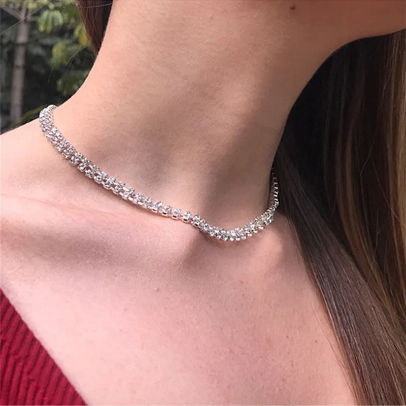 Оптовая продажа двойное ожерелье Стразы 10 цветов блестящие ювелирные изделия