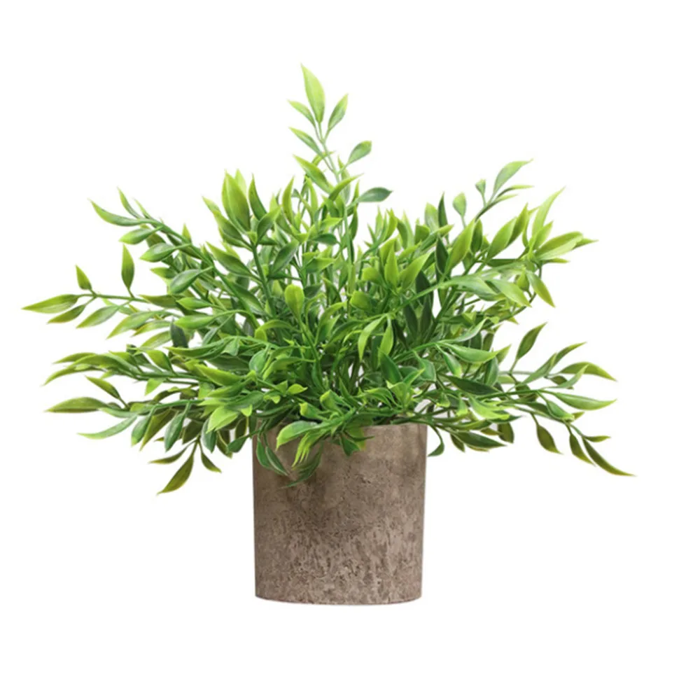 

Simulation Bonsai Green Leaf Fake Flower Desktop Decoration Pulp Potted Plant For Home Garden Greening Ornament