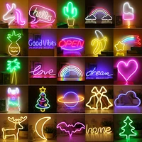 led neon light colorful rainbow art sign hanging night lamp for home party wedding bedroom decoration xmas gift neon lamp