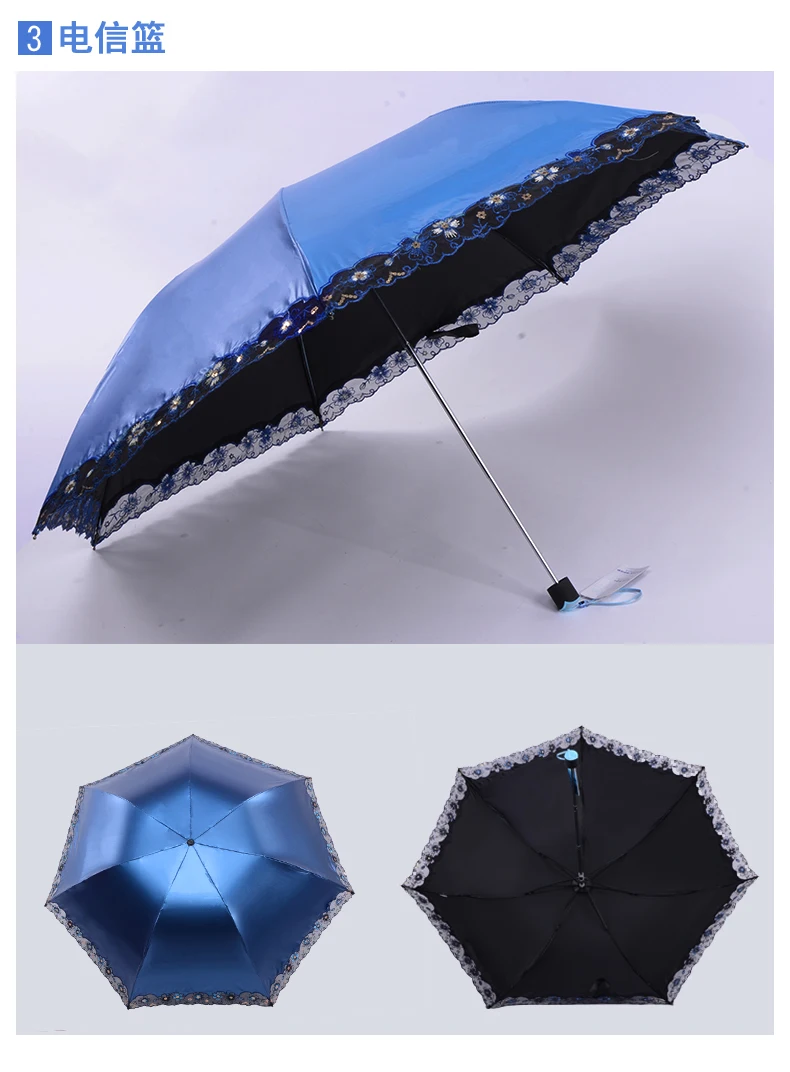 Зонт женский двухслойный складной Модный маленький зонтик от ветра с кружевом 7