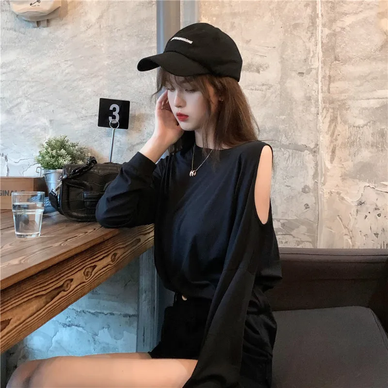 

XZ1422 2021 new Women's casual and careful off-shoulder long sleeve T-shirt